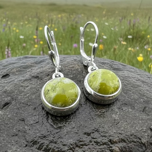 Connemara Marble Irish Anamchara Earrings in Sterling Silver