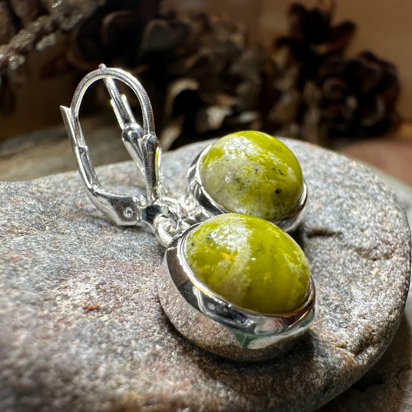 Connemara Marble Irish Anamchara Earrings in Sterling Silver — view 3