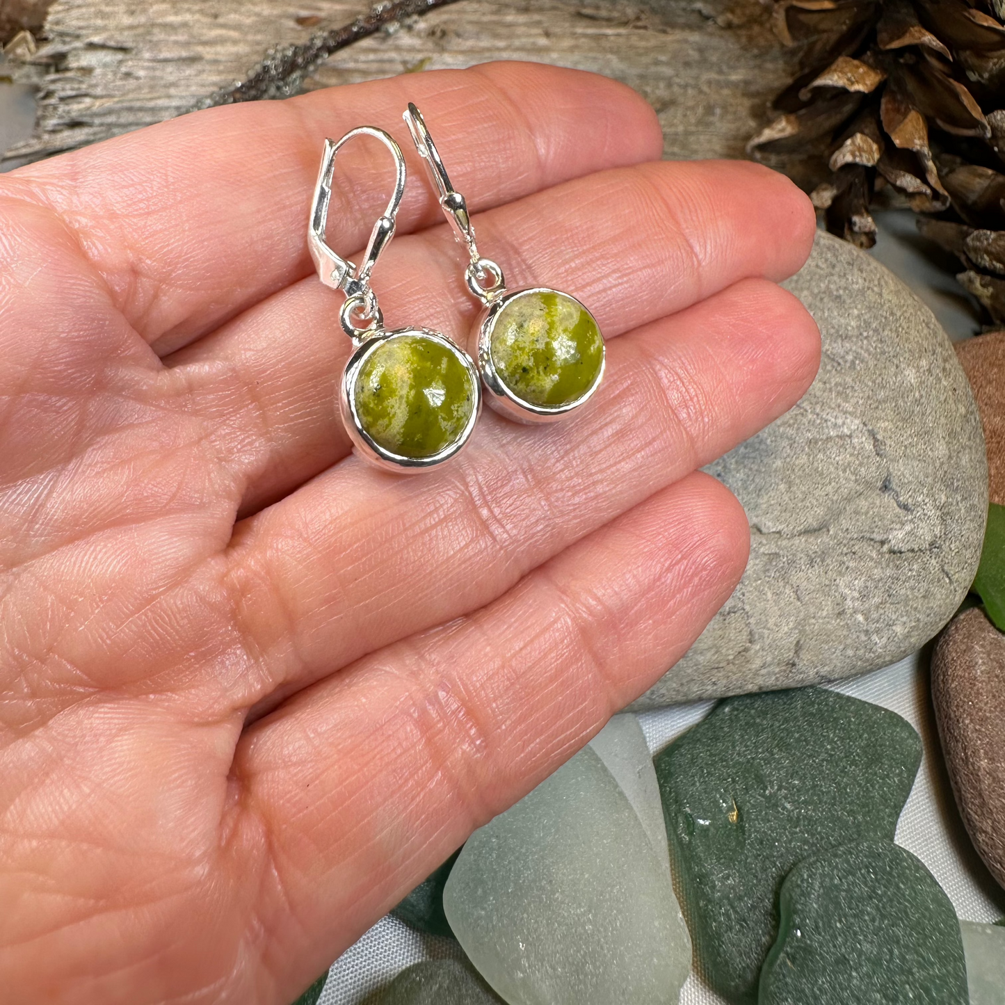 Connemara Marble Irish Anamchara Earrings in Sterling Silver — view 5
