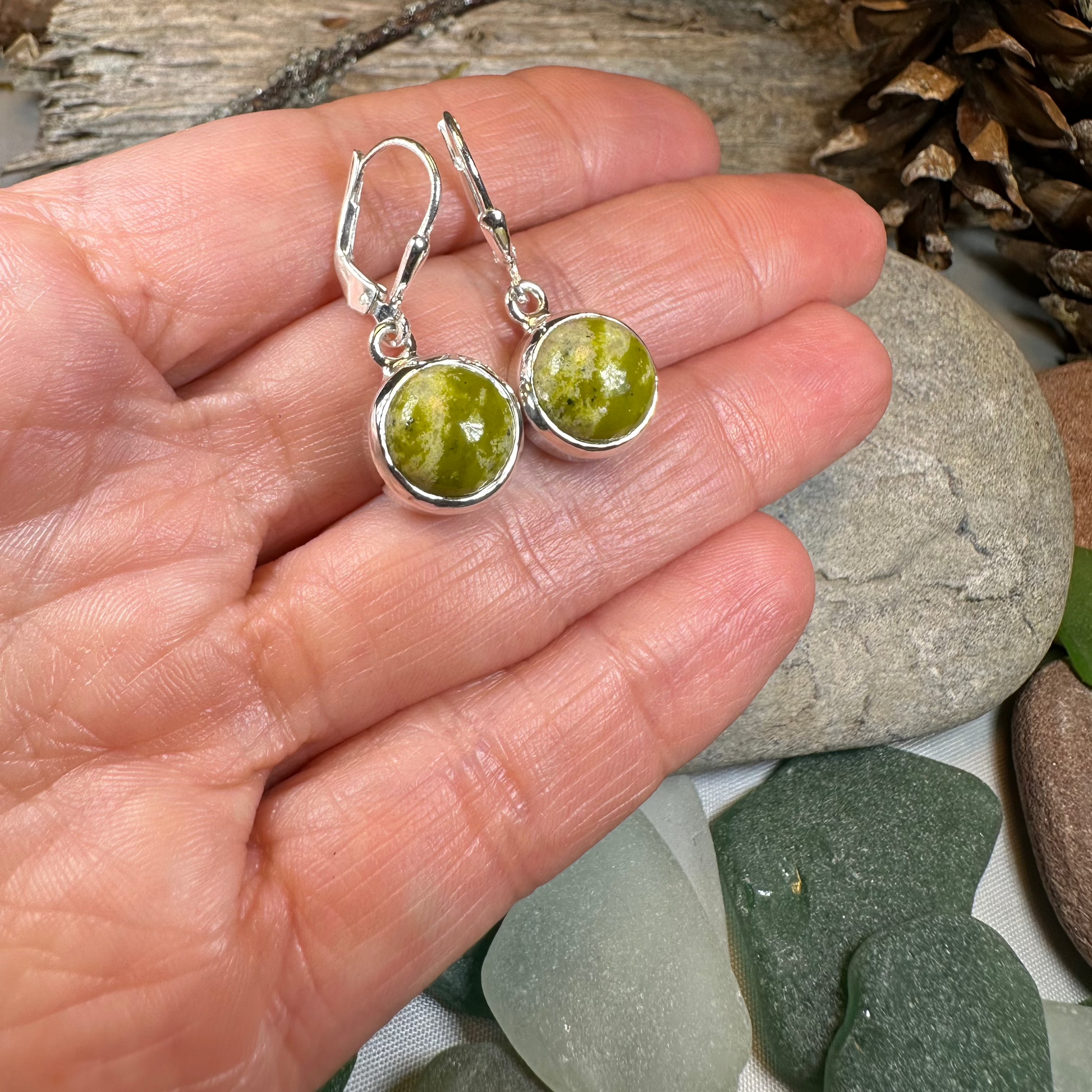 Connemara Marble Irish Anamchara Earrings in Sterling Silver — view 5