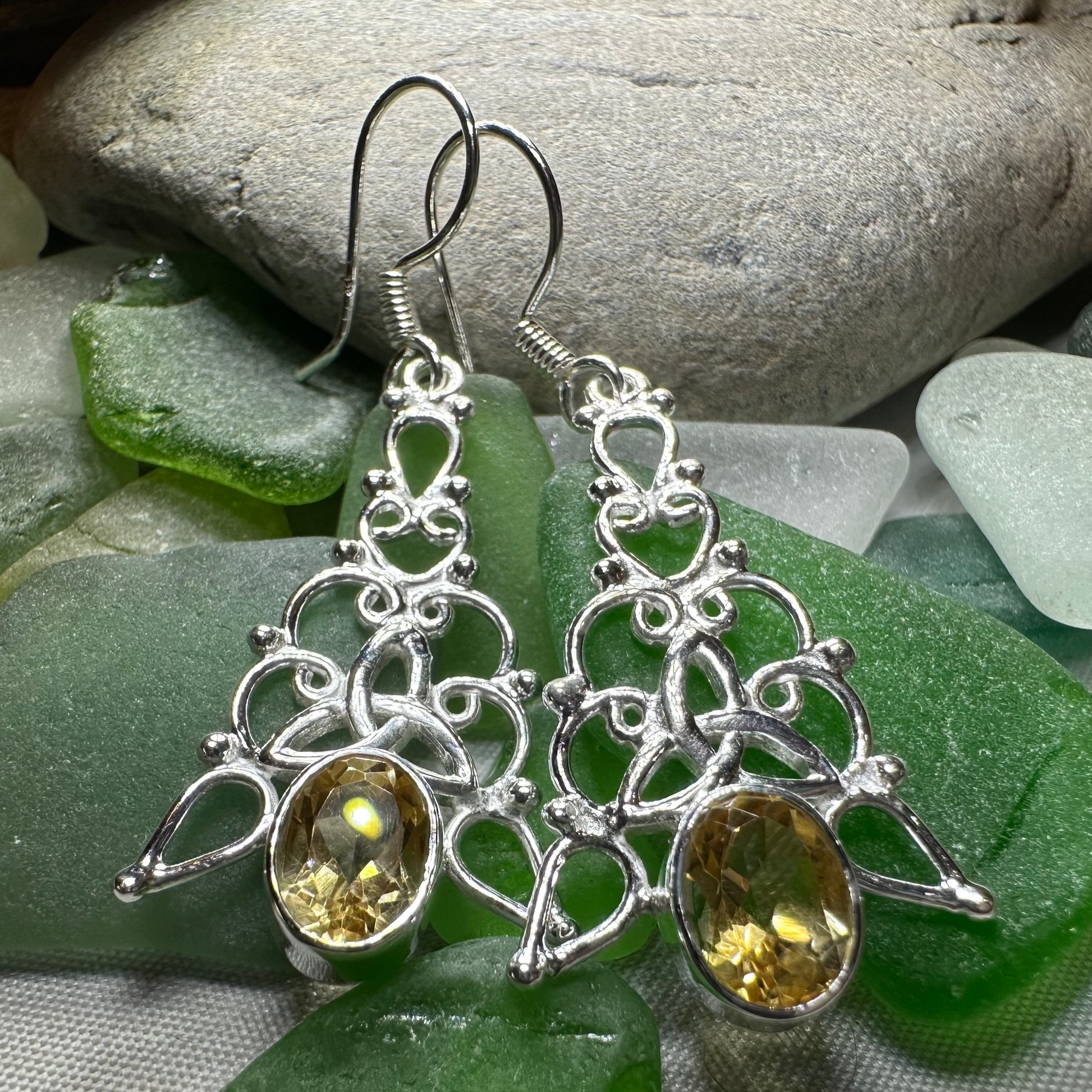 Angeni Celtic Trinity Knot Earrings in Sterling Silver — view 5