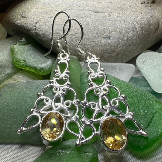 Angeni Celtic Trinity Knot Earrings in Sterling Silver — view 5