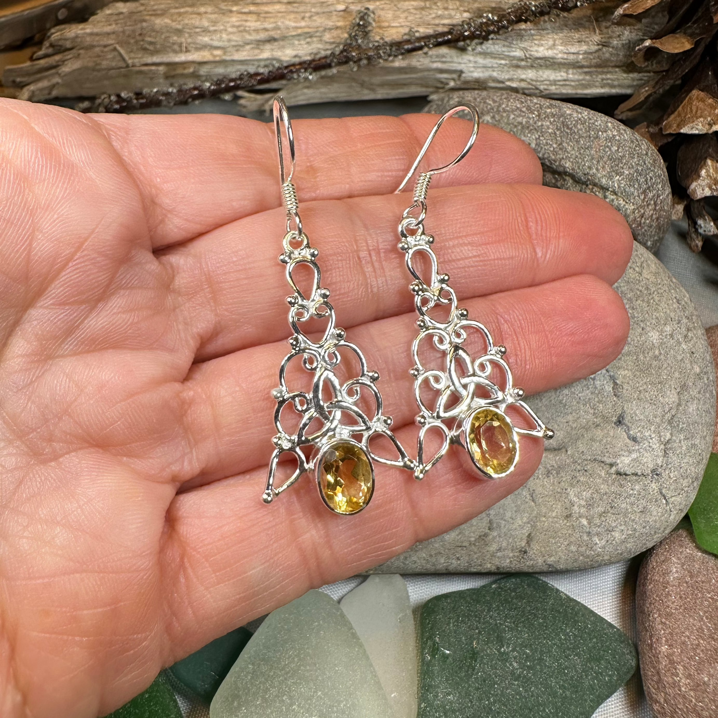 Angeni Celtic Trinity Knot Earrings in Sterling Silver — view 6
