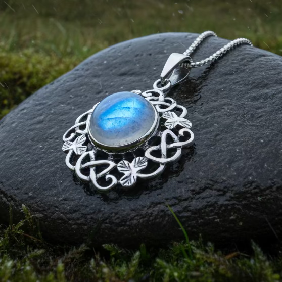 Elana Shamrock Moonstone Necklace — view 5