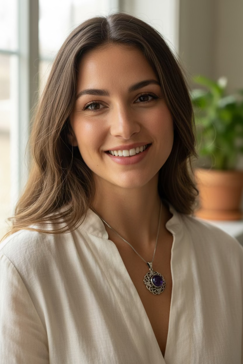 Elana Irish Shamrock Amethyst Necklace in Sterling Silver — view 2