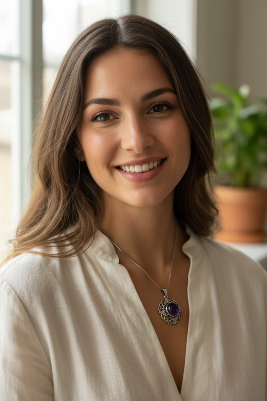 Elana Shamrock Amethyst Necklace