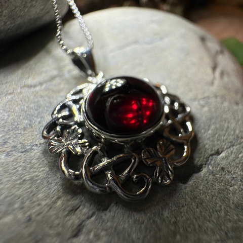 Load image into Gallery viewer, Elena Irish Shamrock Garnet Necklace
