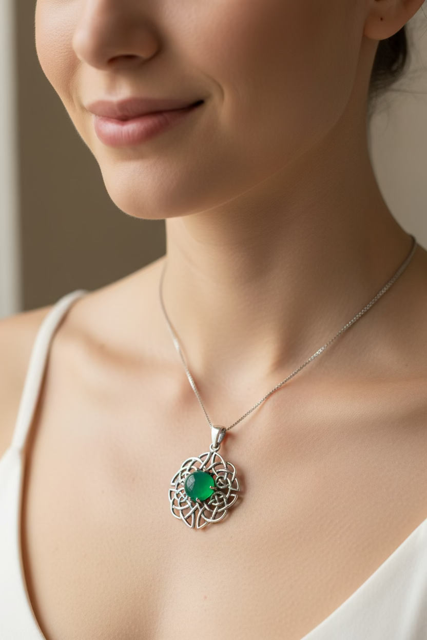 Elvenfire Celtic Knot Necklace in Sterling Silver