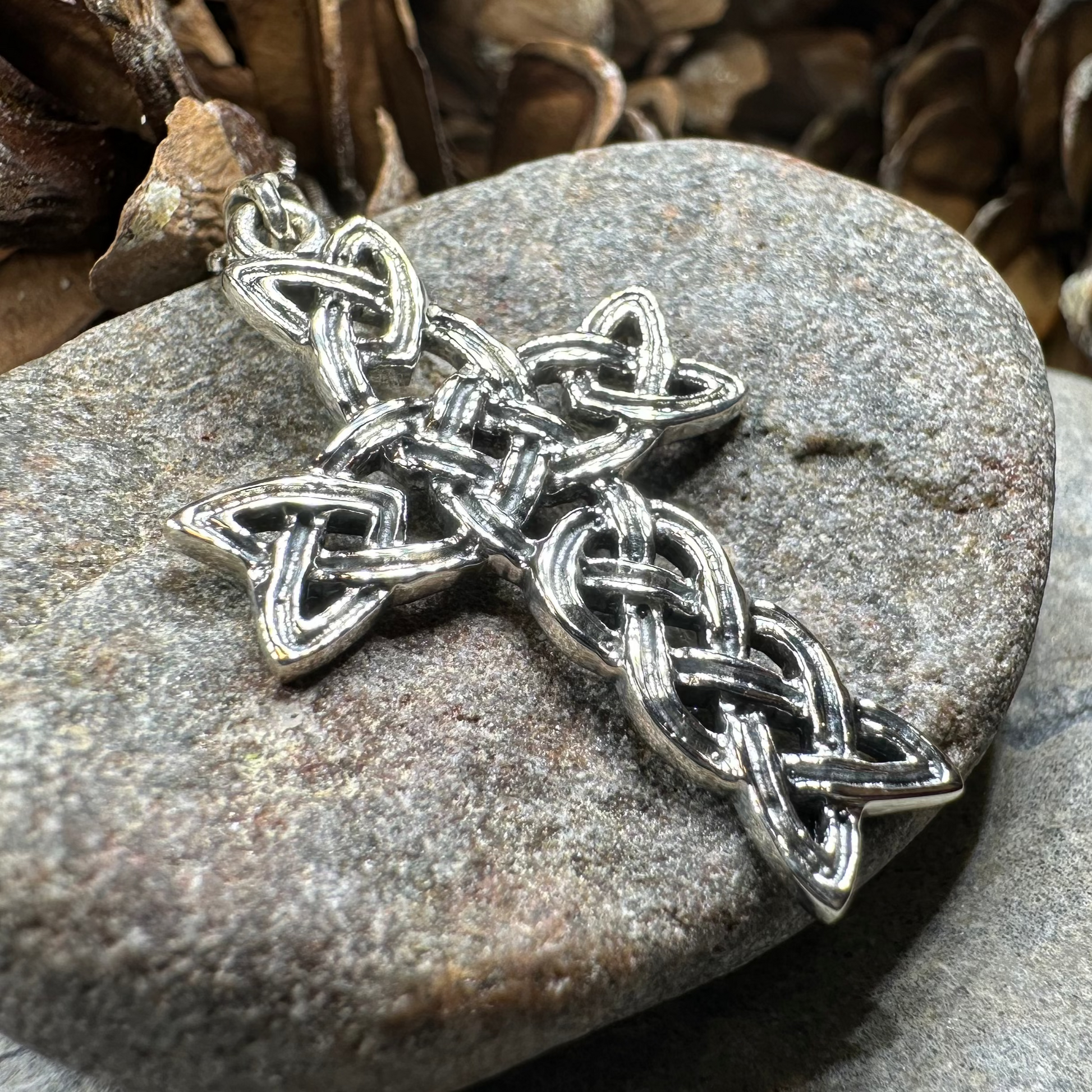 Kilarney Celtic Cross Pendant in Sterling Silver — view 7
