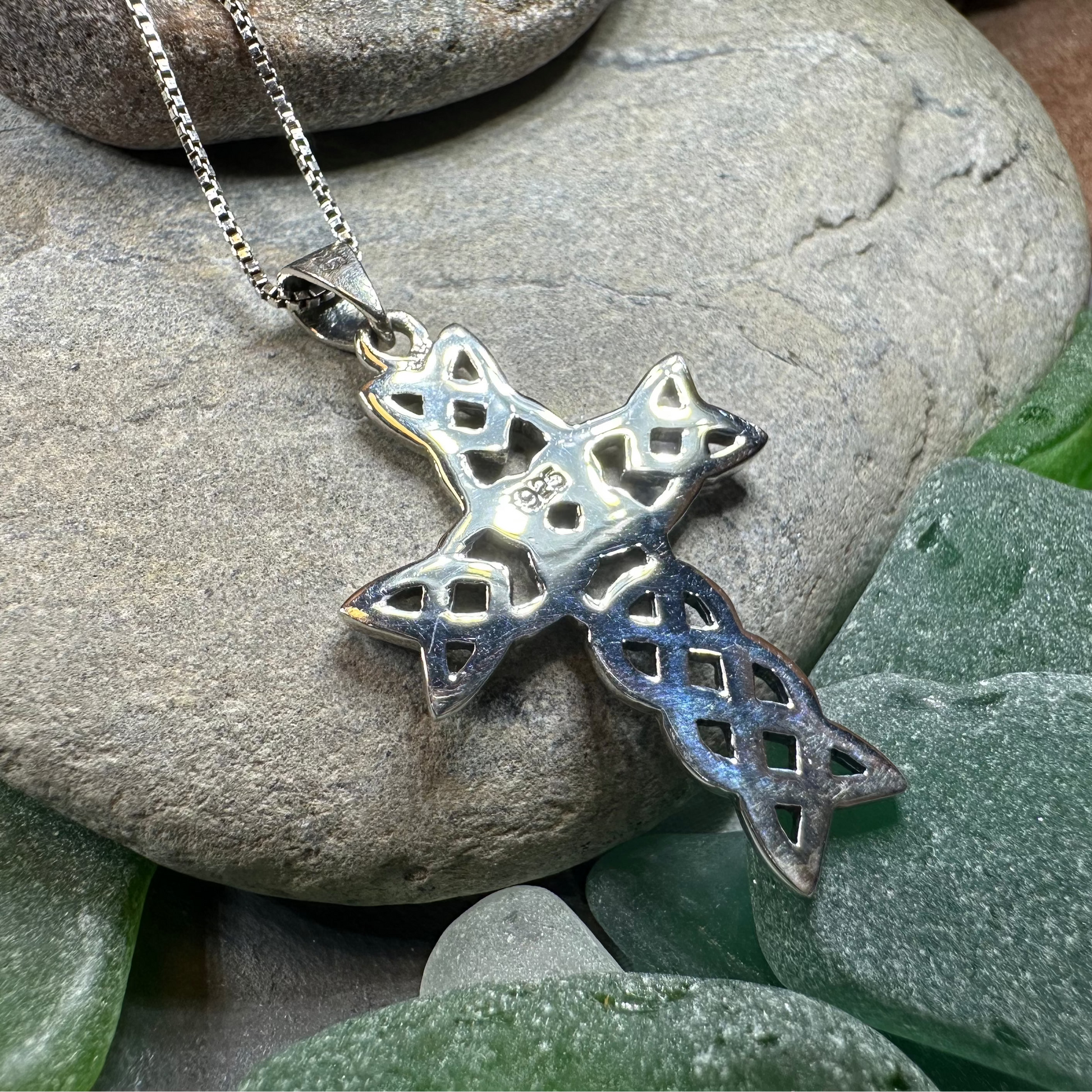 Kilarney Celtic Cross Pendant in Sterling Silver — view 8