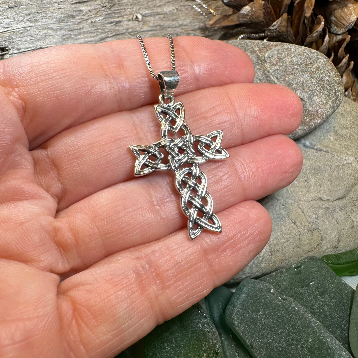 Kilarney Celtic Cross Pendant in Sterling Silver — view 5