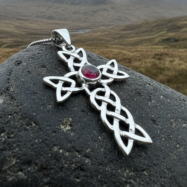 Kathleen Celtic Cross Necklace in Sterling Silver — view 4