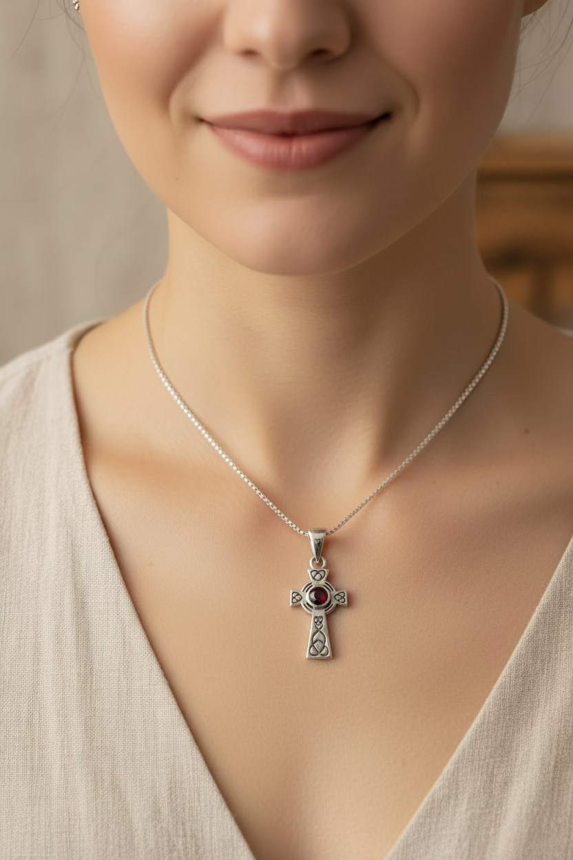 Cecilia Celtic Cross Necklace in Sterling Silver — view 2