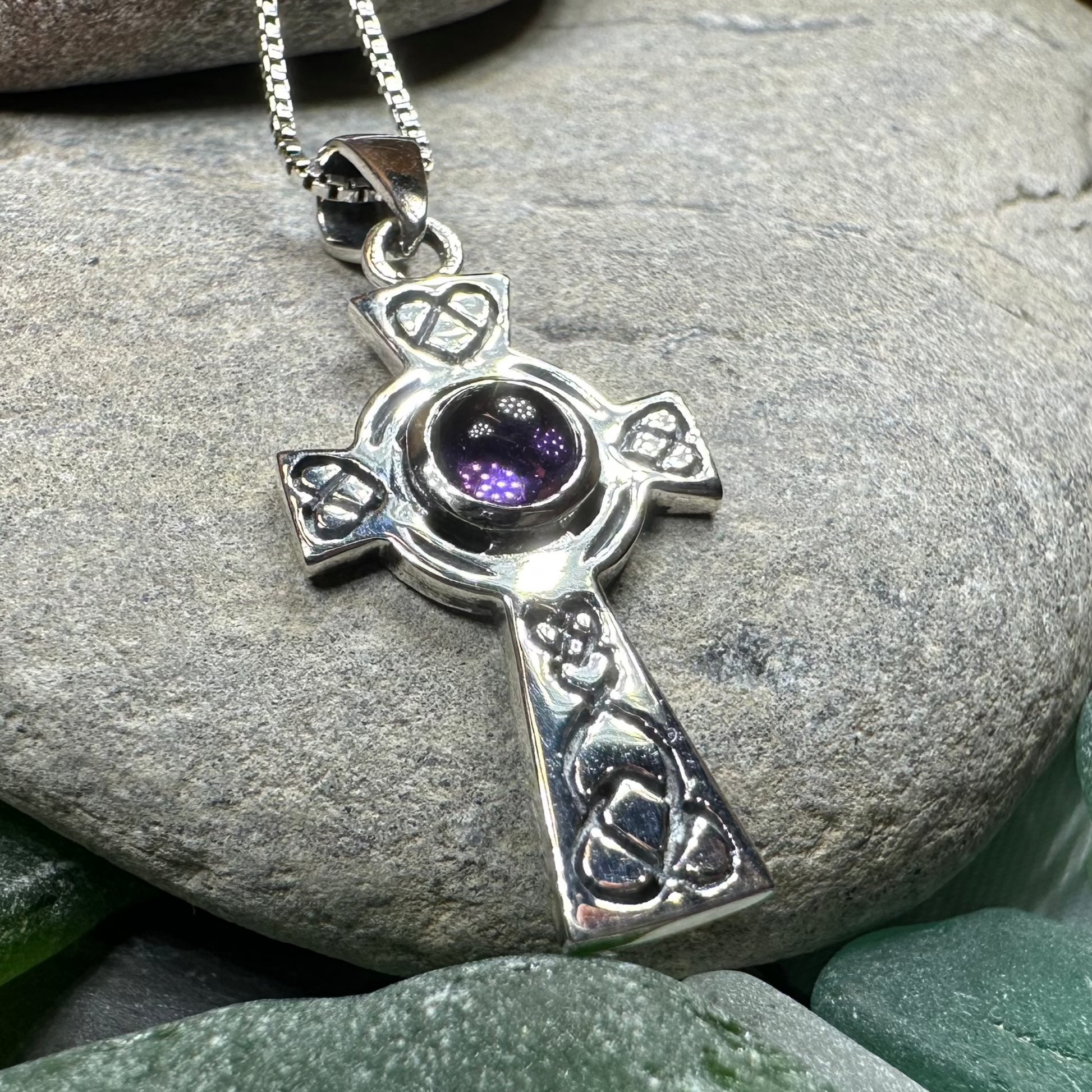 Cecilia Celtic Cross Necklace in Sterling Silver — view 12