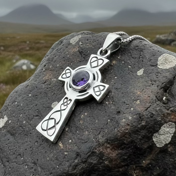 Cecilia Celtic Cross Necklace in Sterling Silver