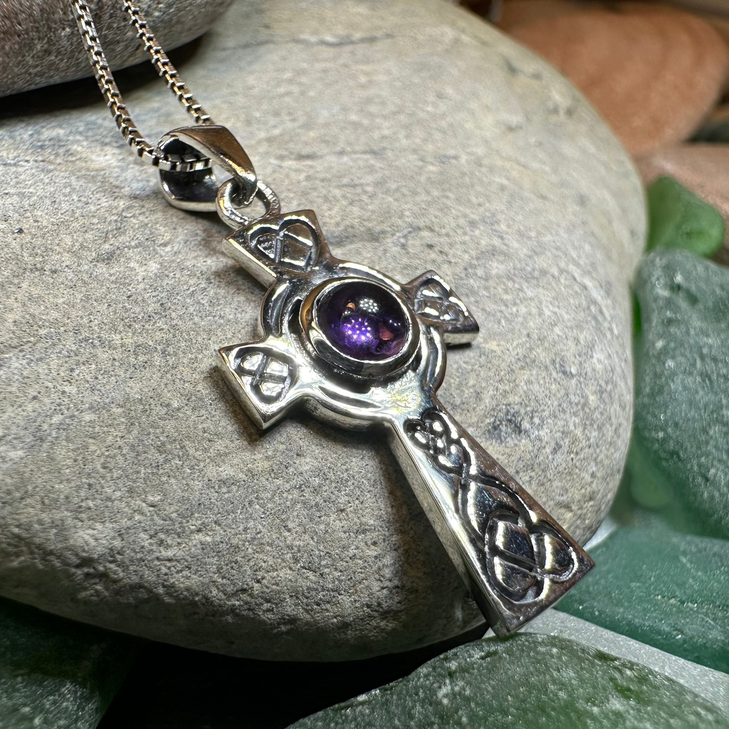Cecilia Celtic Cross Necklace in Sterling Silver — view 9