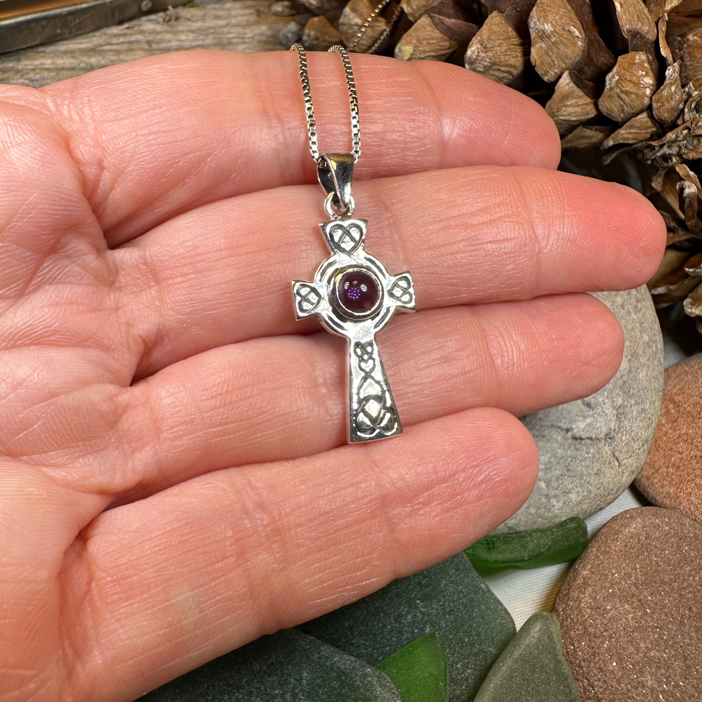 Cecilia Celtic Cross Necklace in Sterling Silver — view 5