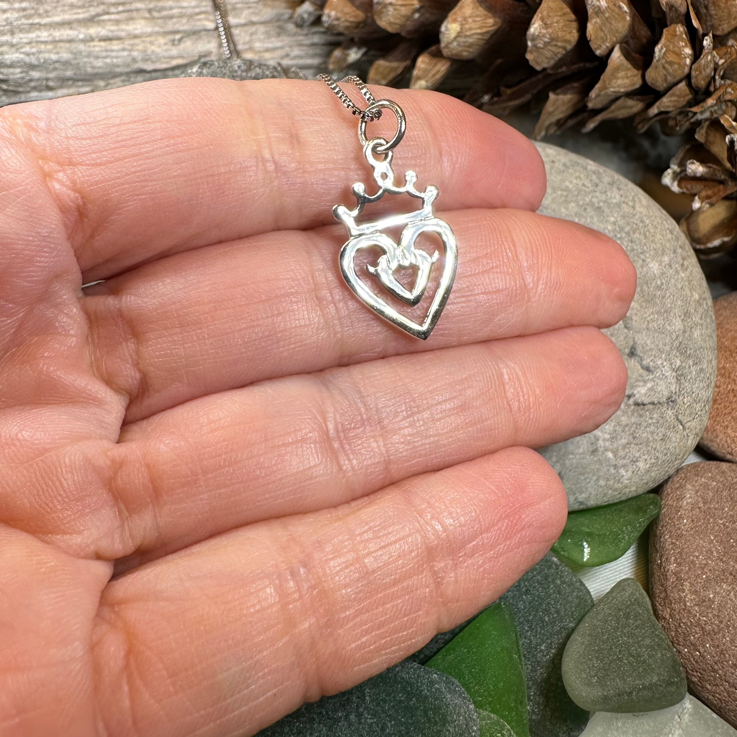 Highland Heart Scottish Luckenbooth Necklace in Sterling Silver — view 5