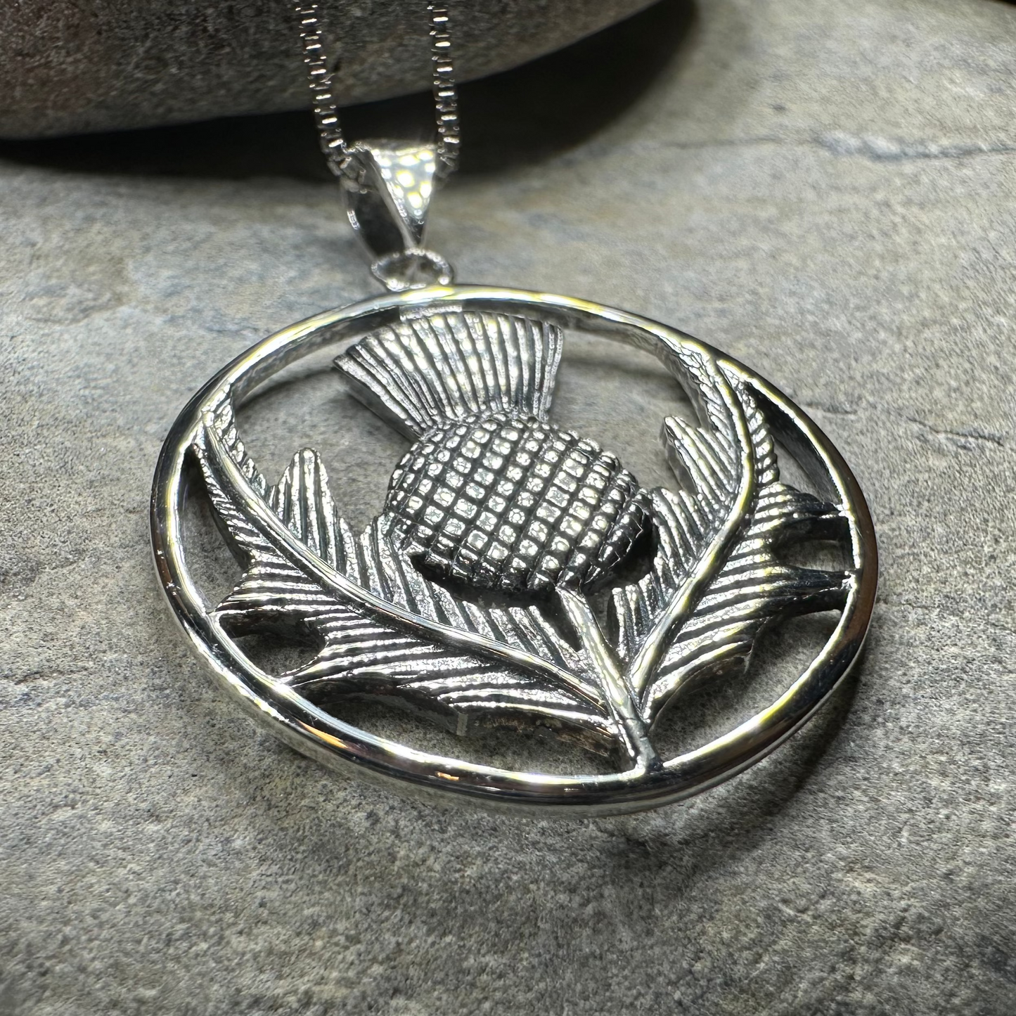 Arran Scottish Thistle Necklace in Sterling Silver