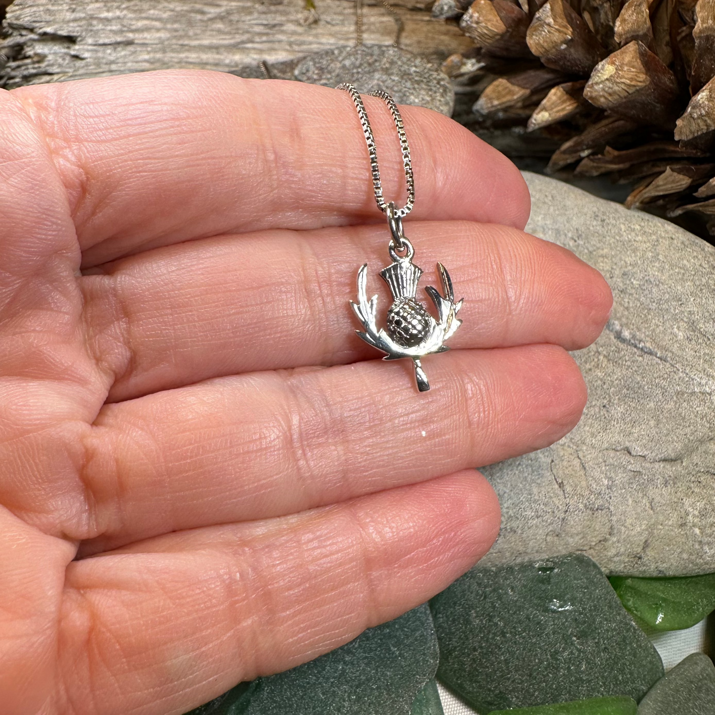 Sarabeth Scottish Thistle Necklace in Sterling Silver — view 6