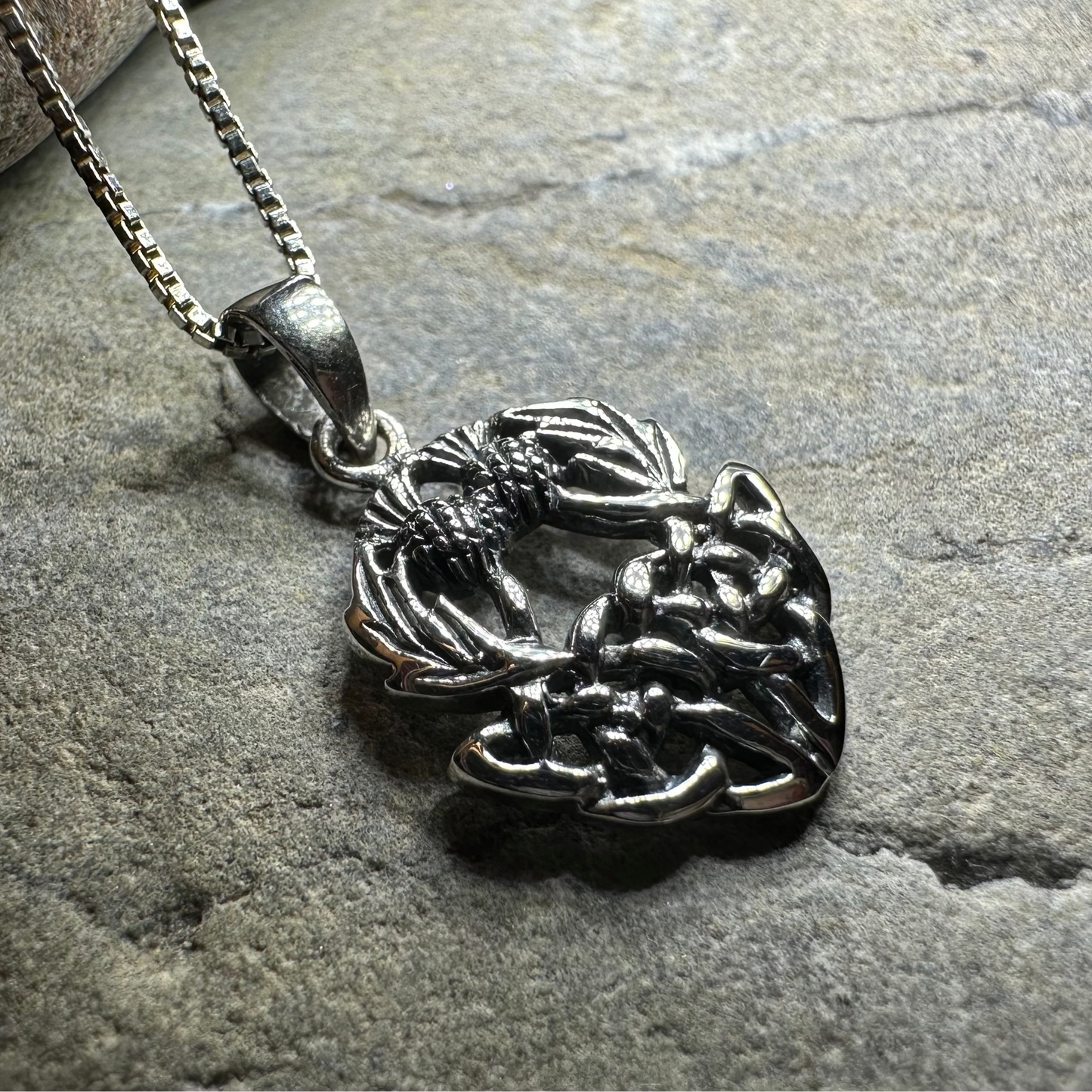 Holyrood Scottish Thistle Necklace in Sterling Silver — view 7