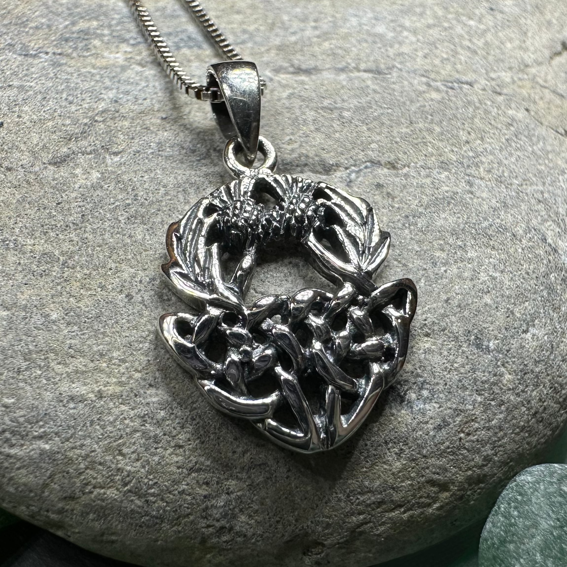 Holyrood Scottish Thistle Necklace in Sterling Silver — view 4