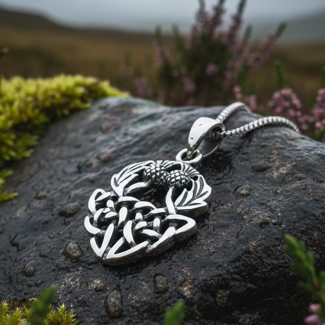 Holyrood Scottish Thistle Necklace in Sterling Silver