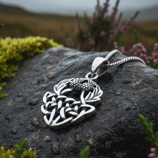Holyrood Scottish Thistle Necklace in Sterling Silver