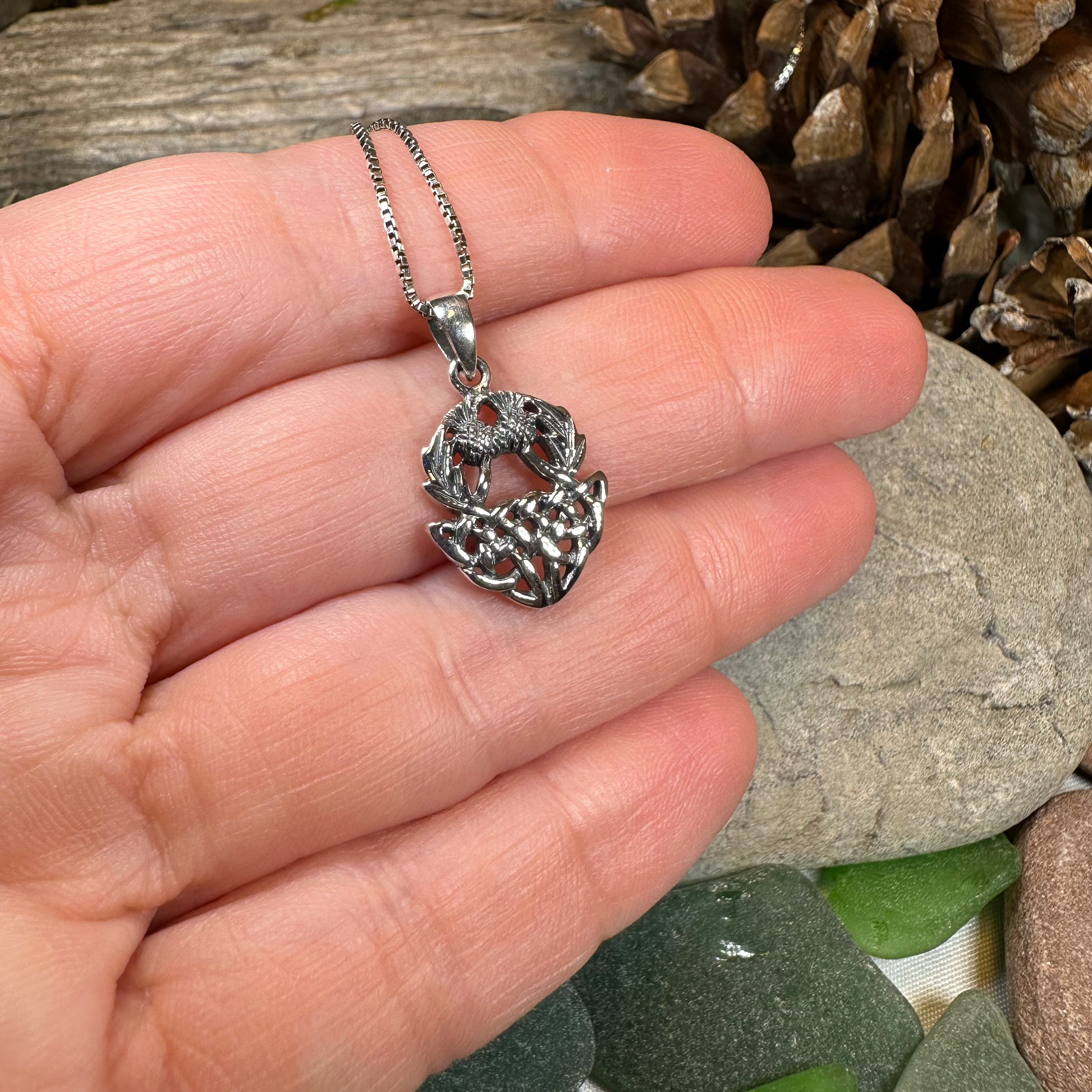 Holyrood Scottish Thistle Necklace in Sterling Silver — view 3
