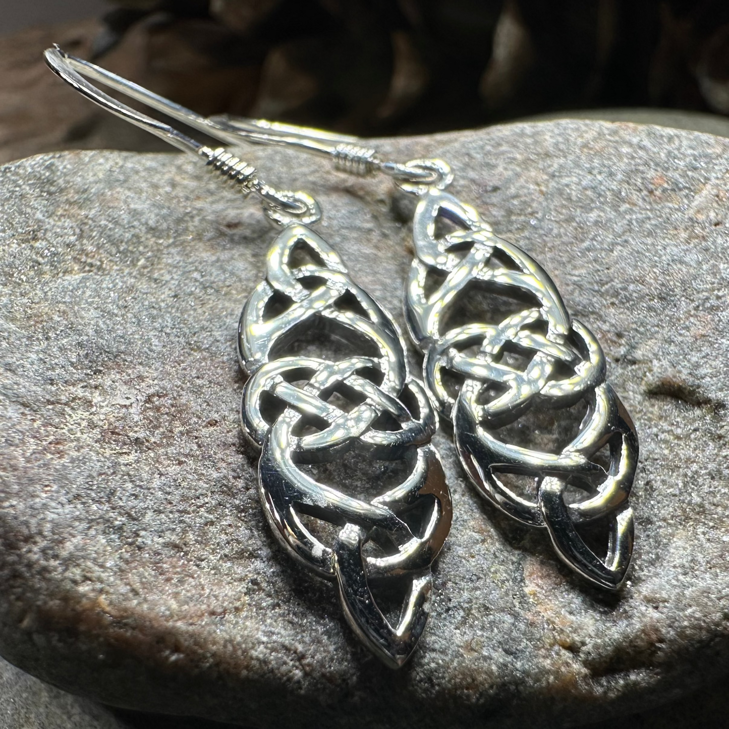 Norine Celtic Knot Earrings in Sterling Silver — view 3