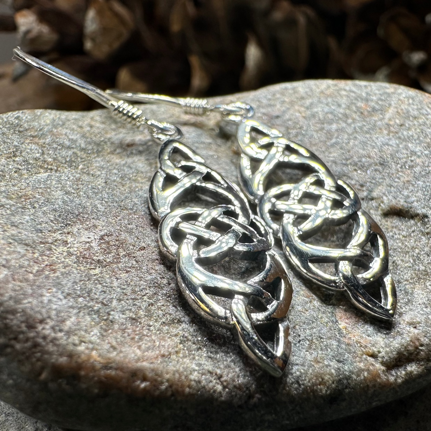 Norine Celtic Knot Earrings in Sterling Silver — view 5