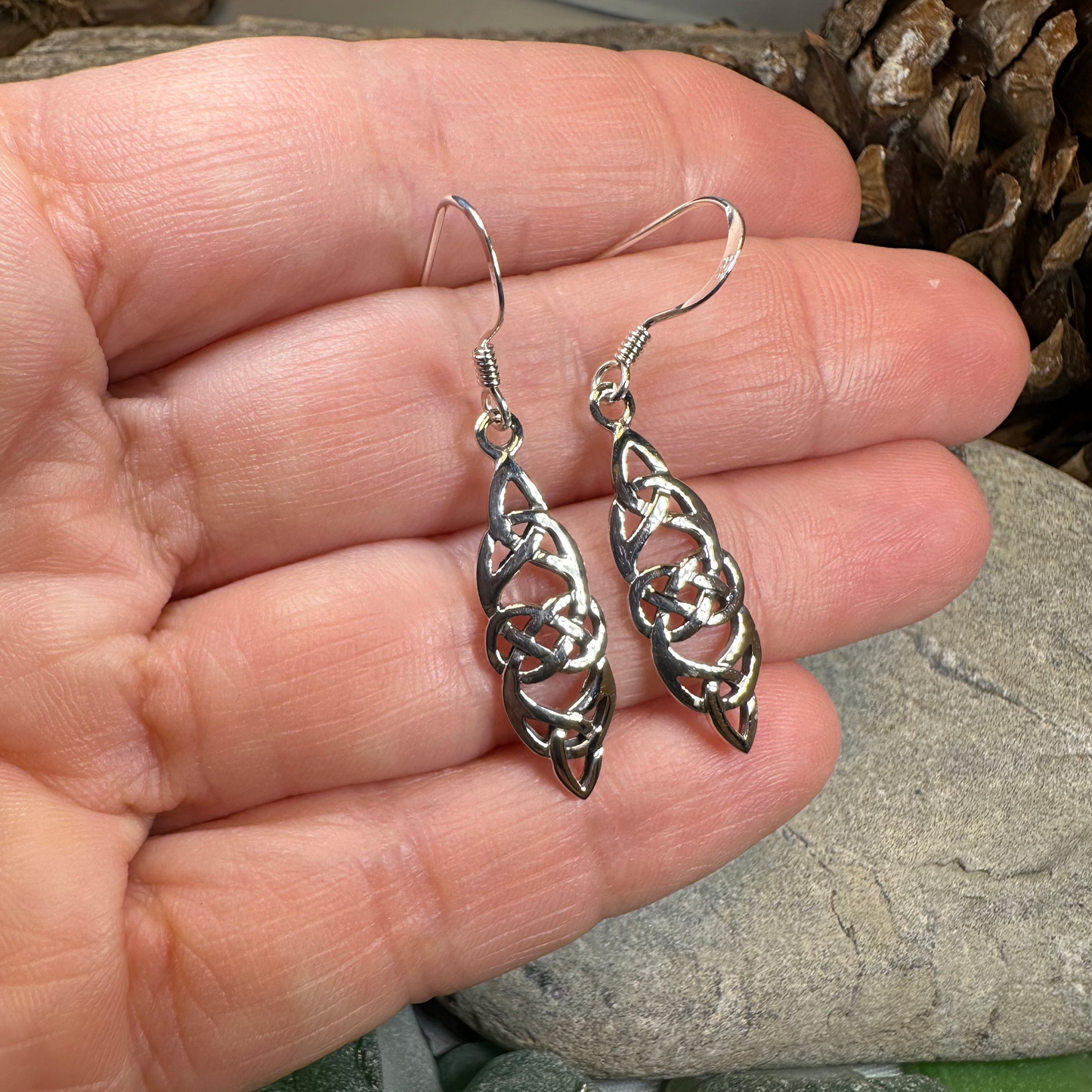 Norine Celtic Knot Earrings in Sterling Silver — view 4