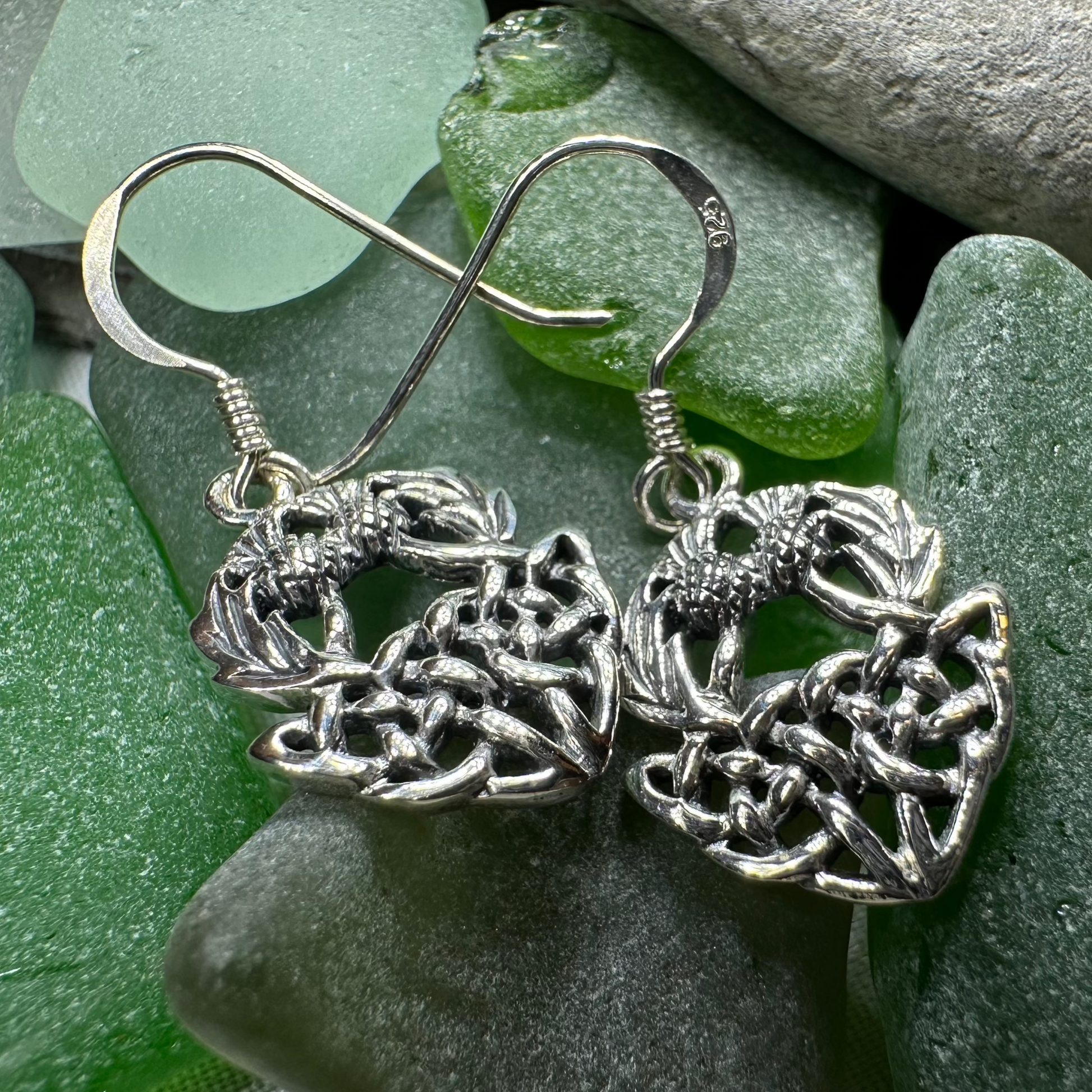 Audrey Scottish Thistle Earrings in Sterling Silver — view 7