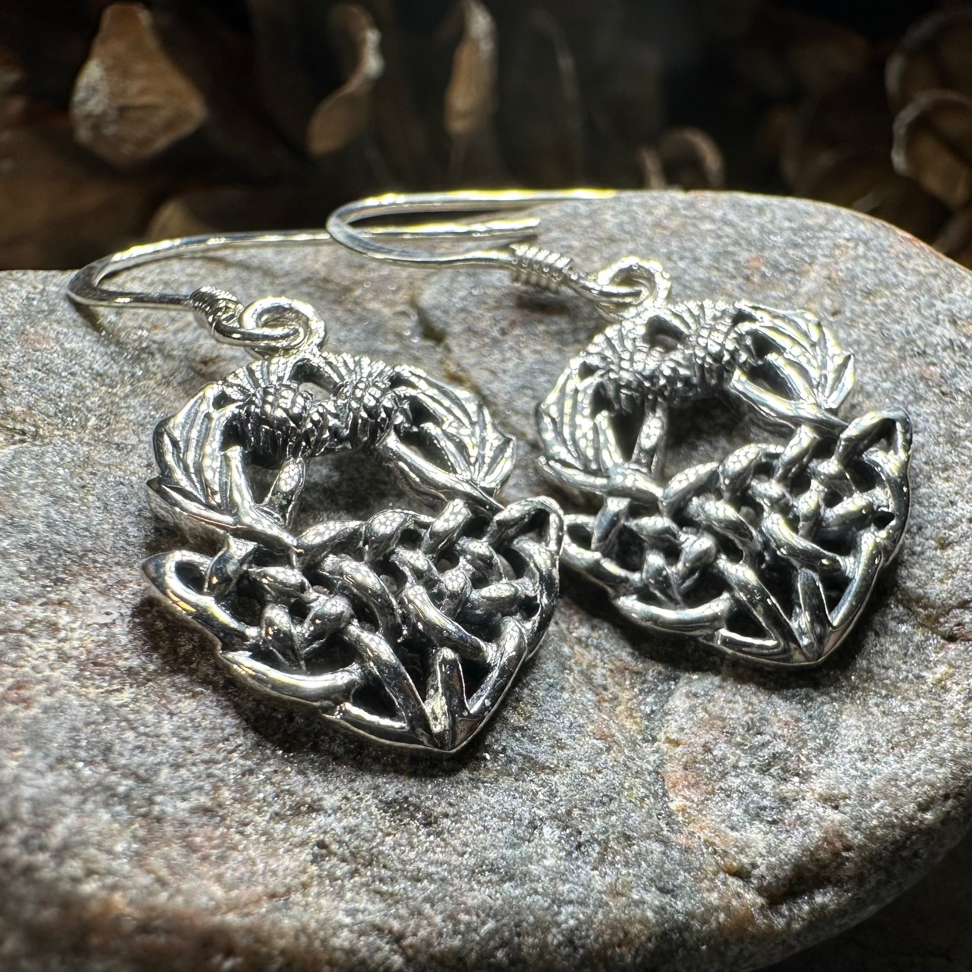 Audrey Scottish Thistle Earrings in Sterling Silver — view 6