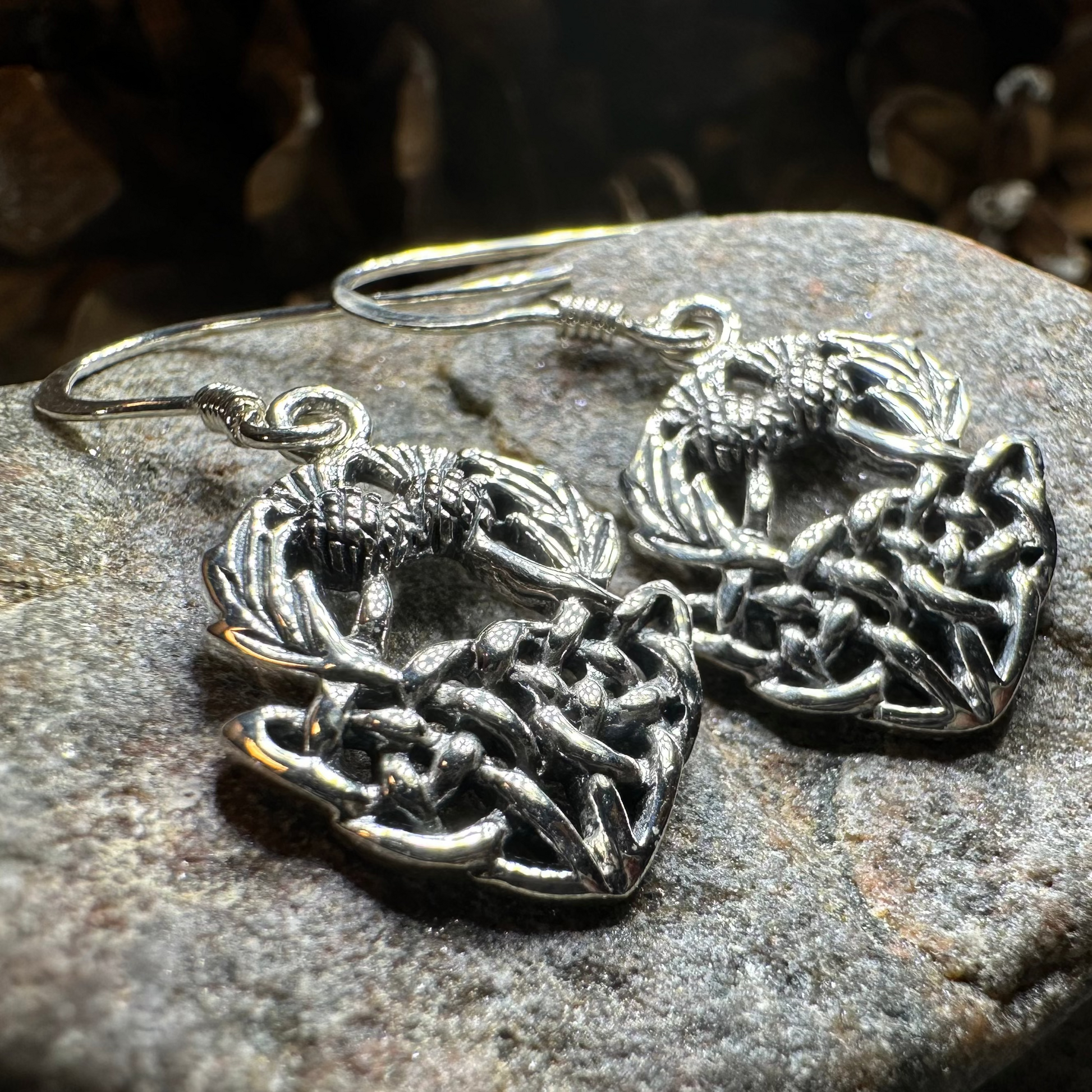 Audrey Scottish Thistle Earrings in Sterling Silver — view 3