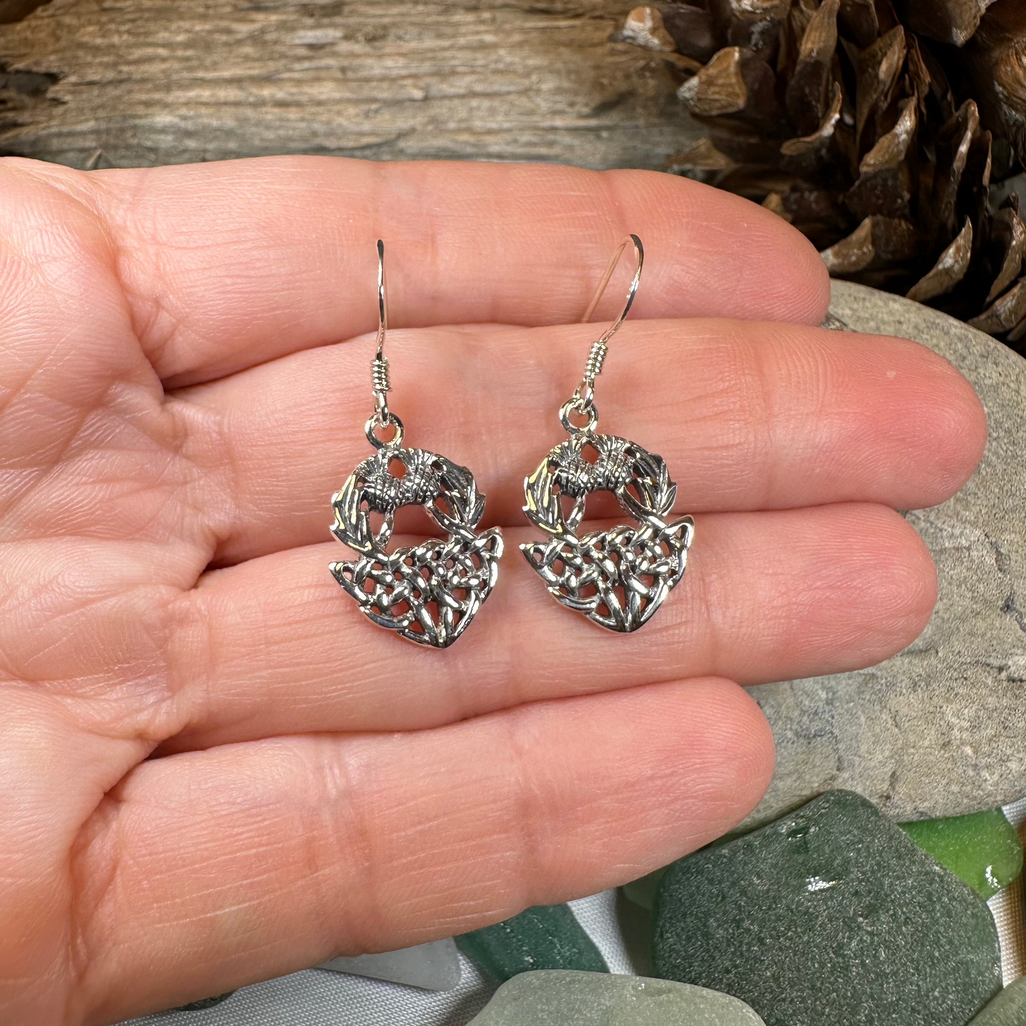 Audrey Scottish Thistle Earrings in Sterling Silver — view 5
