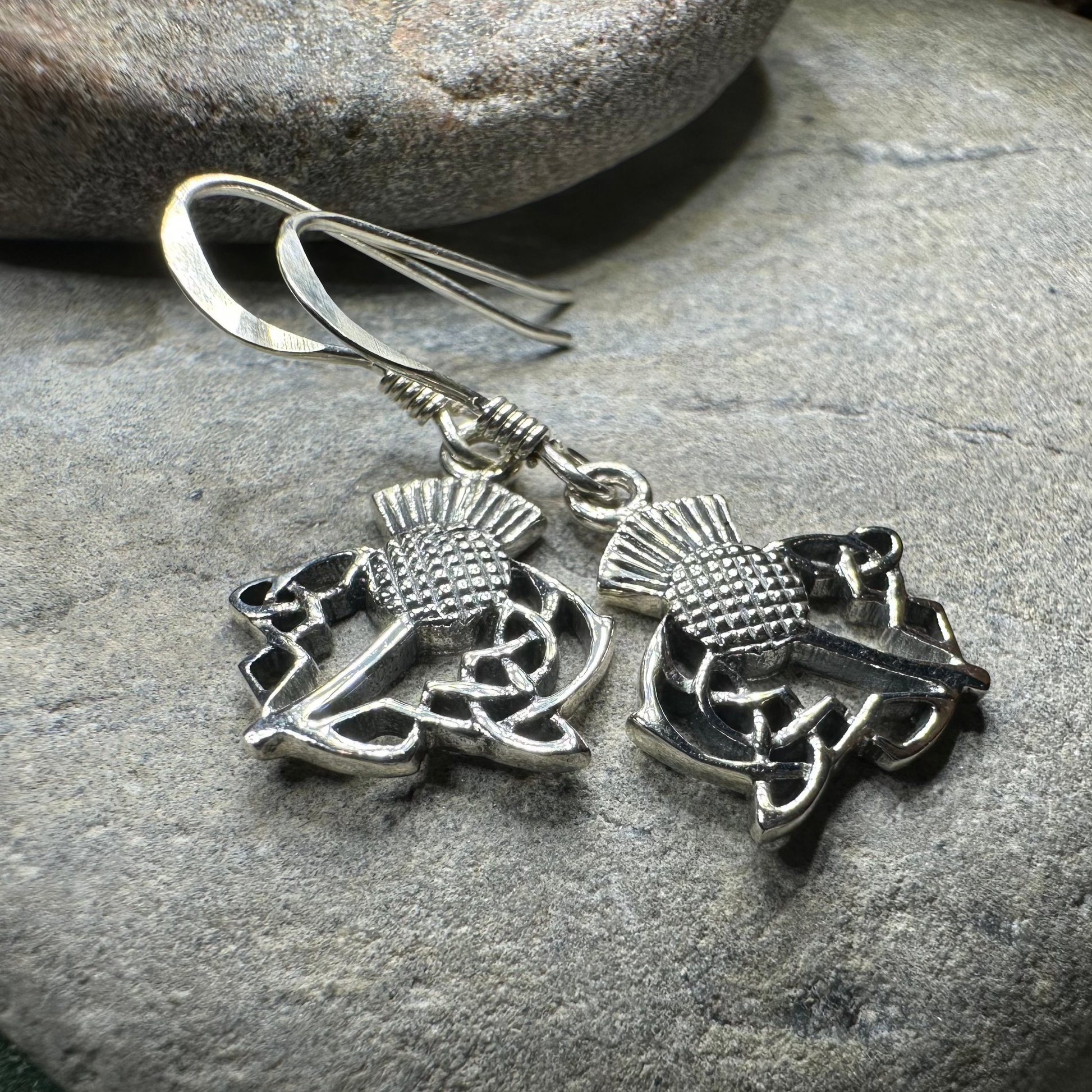 Megan Scottish Thistle Earrings in Sterling Silver — view 6