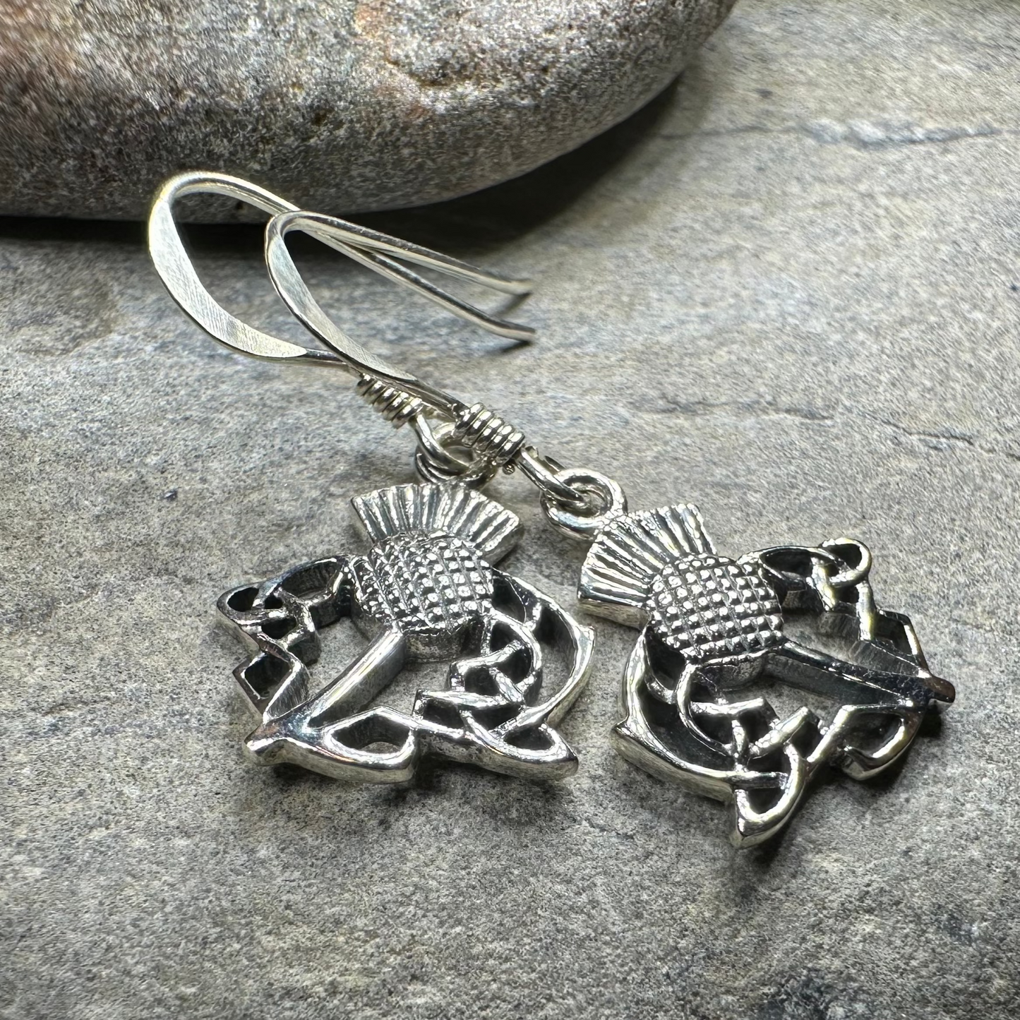 Megan Scottish Thistle Earrings in Sterling Silver — view 3