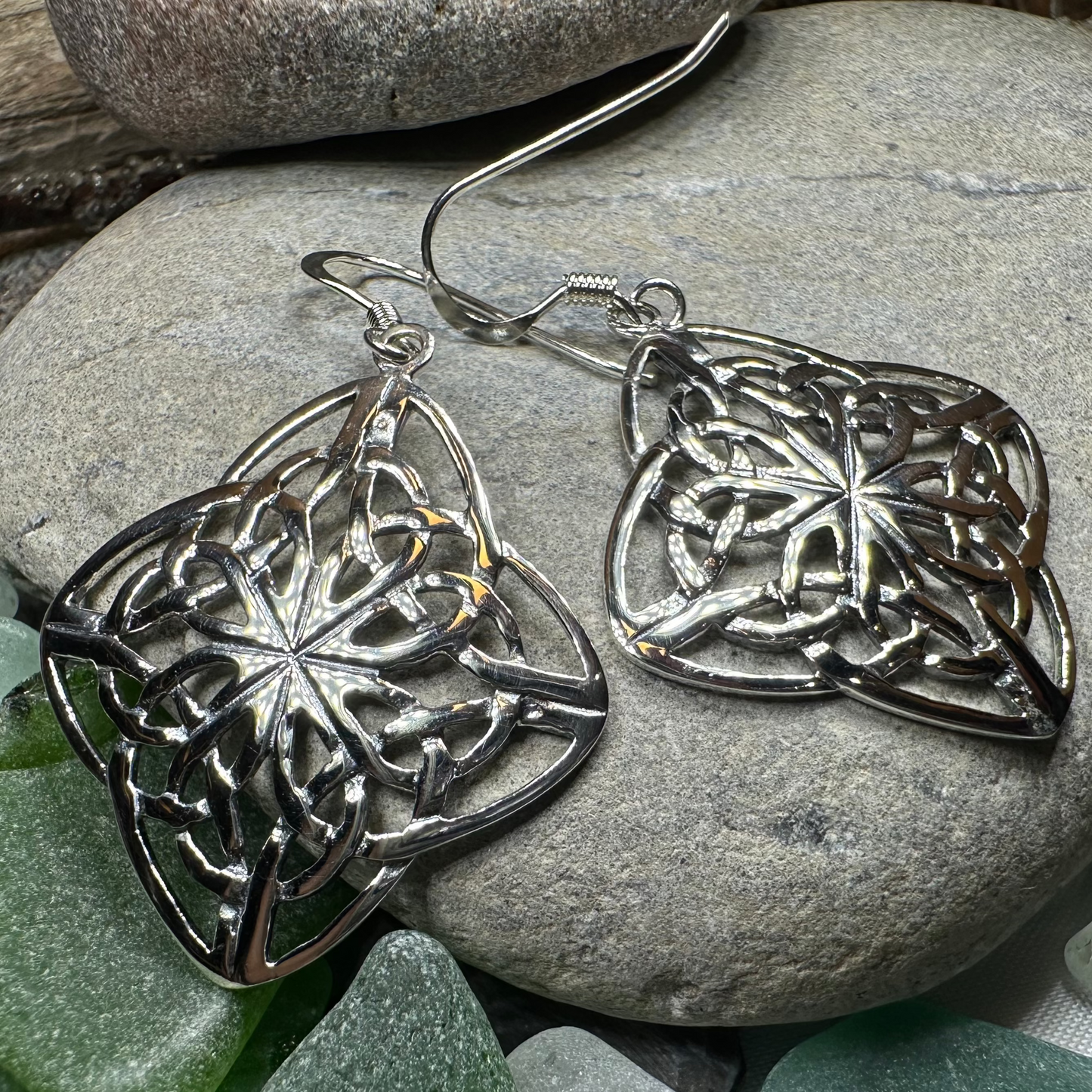 Sandra Celtic Knot Earrings in Sterling Silver — view 7