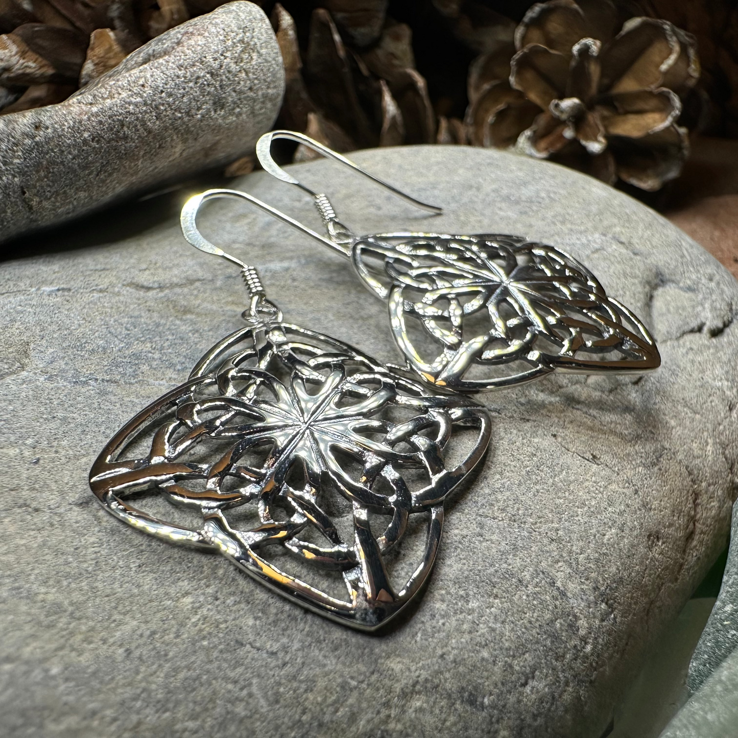Sandra Celtic Knot Earrings in Sterling Silver — view 6