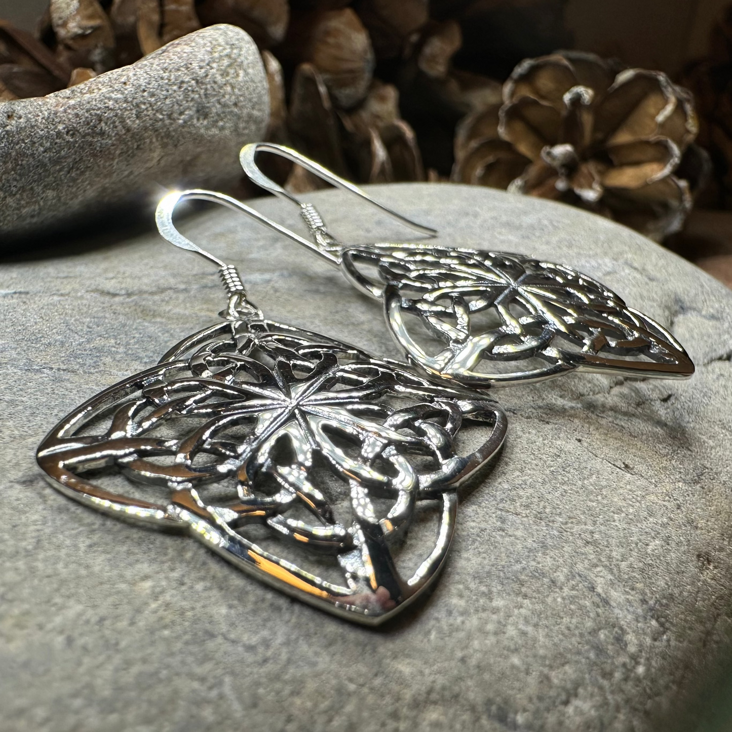 Sandra Celtic Knot Earrings in Sterling Silver — view 4