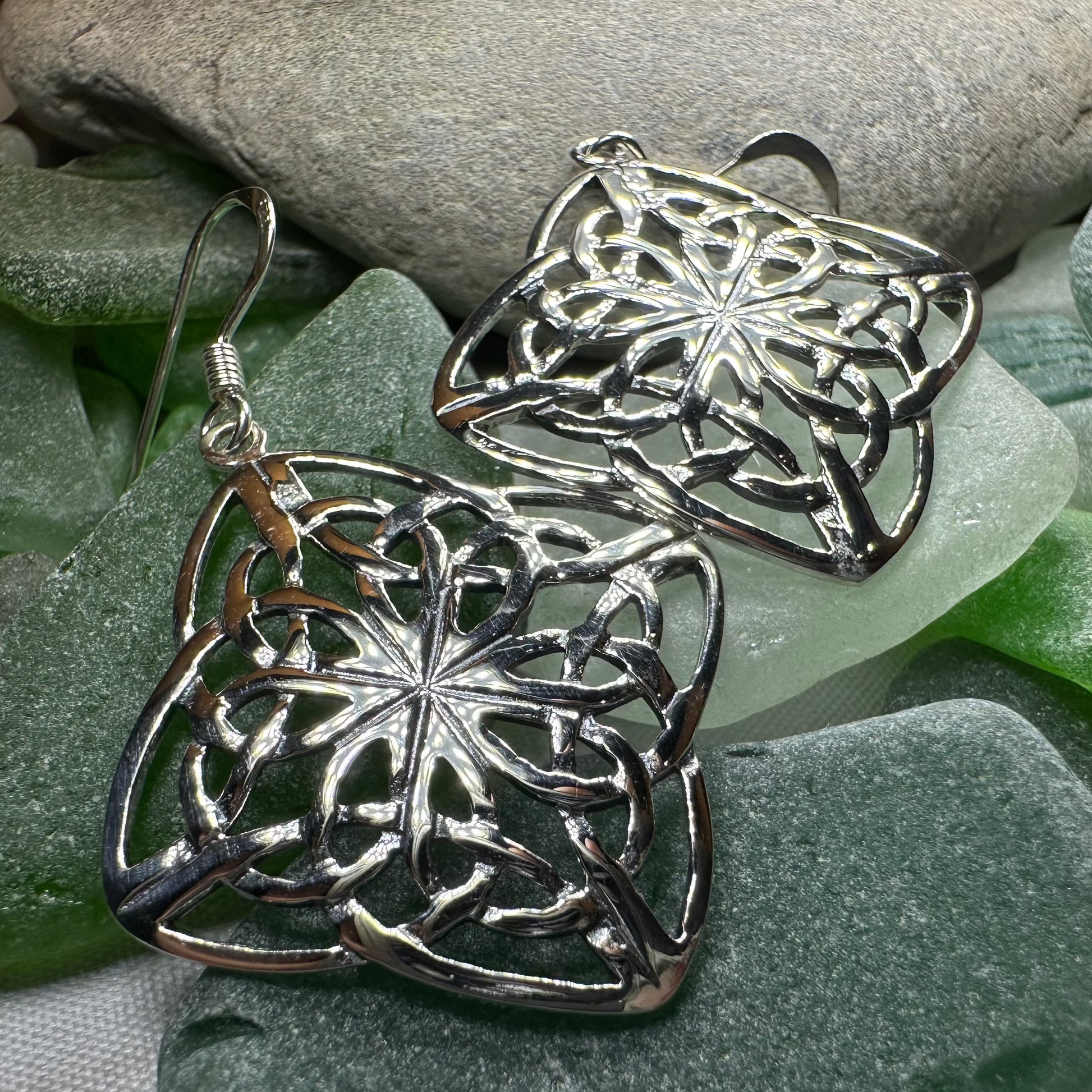 Sandra Celtic Knot Earrings in Sterling Silver — view 3
