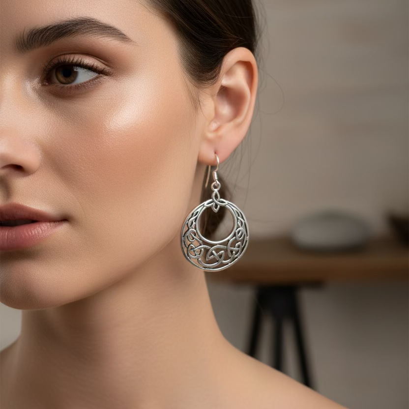 Minerva Celtic Knot Earrings in Sterling Silver — view 2