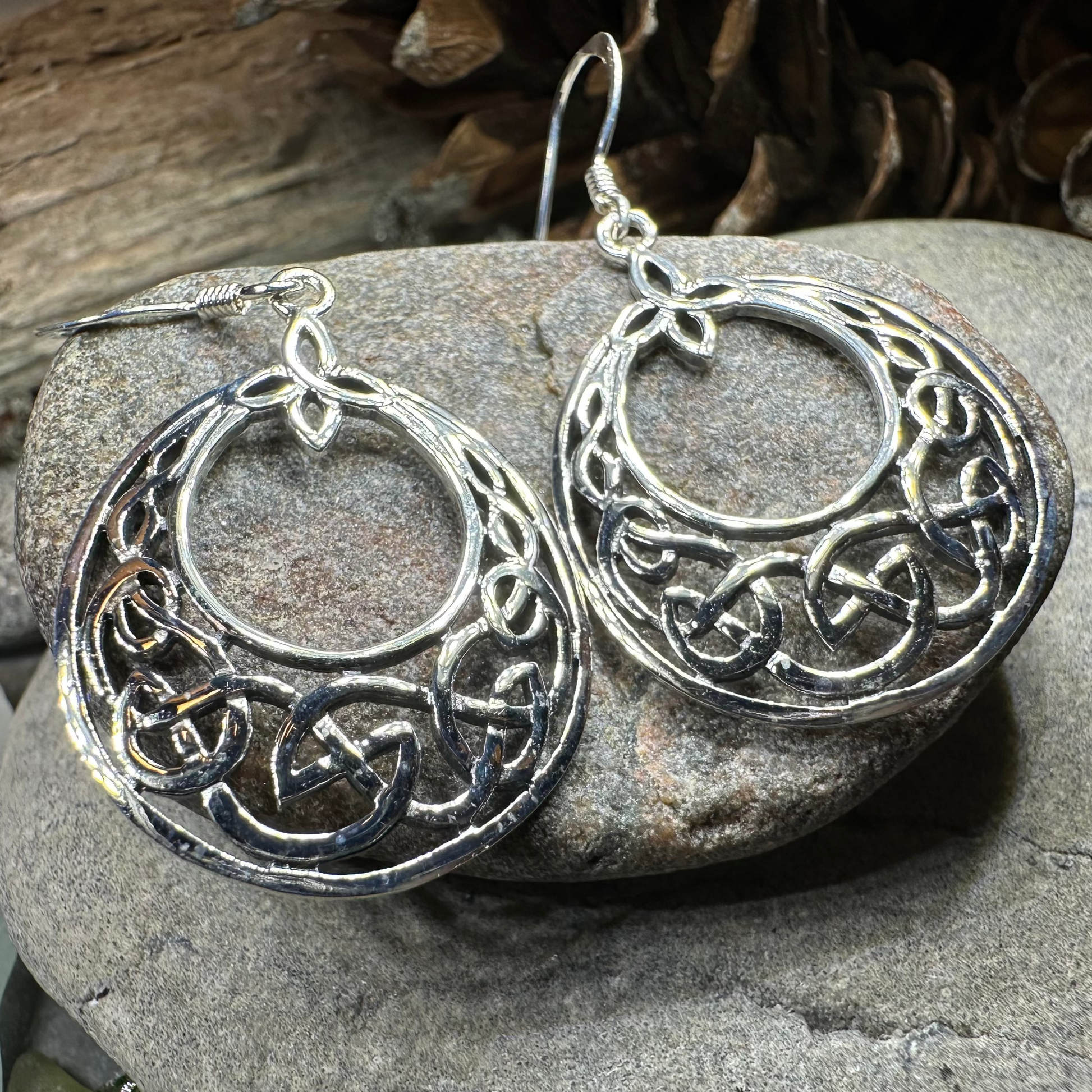 Minerva Celtic Knot Earrings in Sterling Silver — view 3