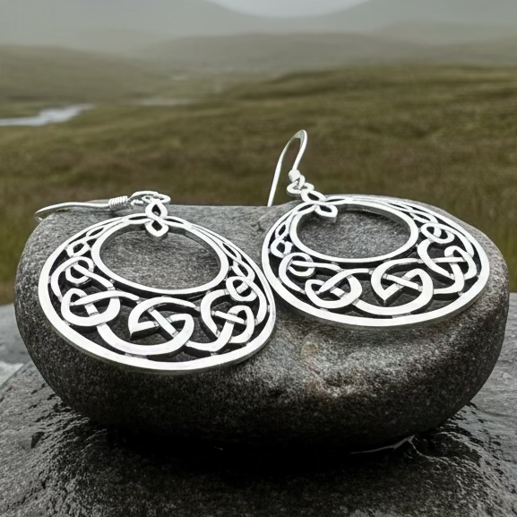 Minerva Celtic Knot Earrings in Sterling Silver — view 6