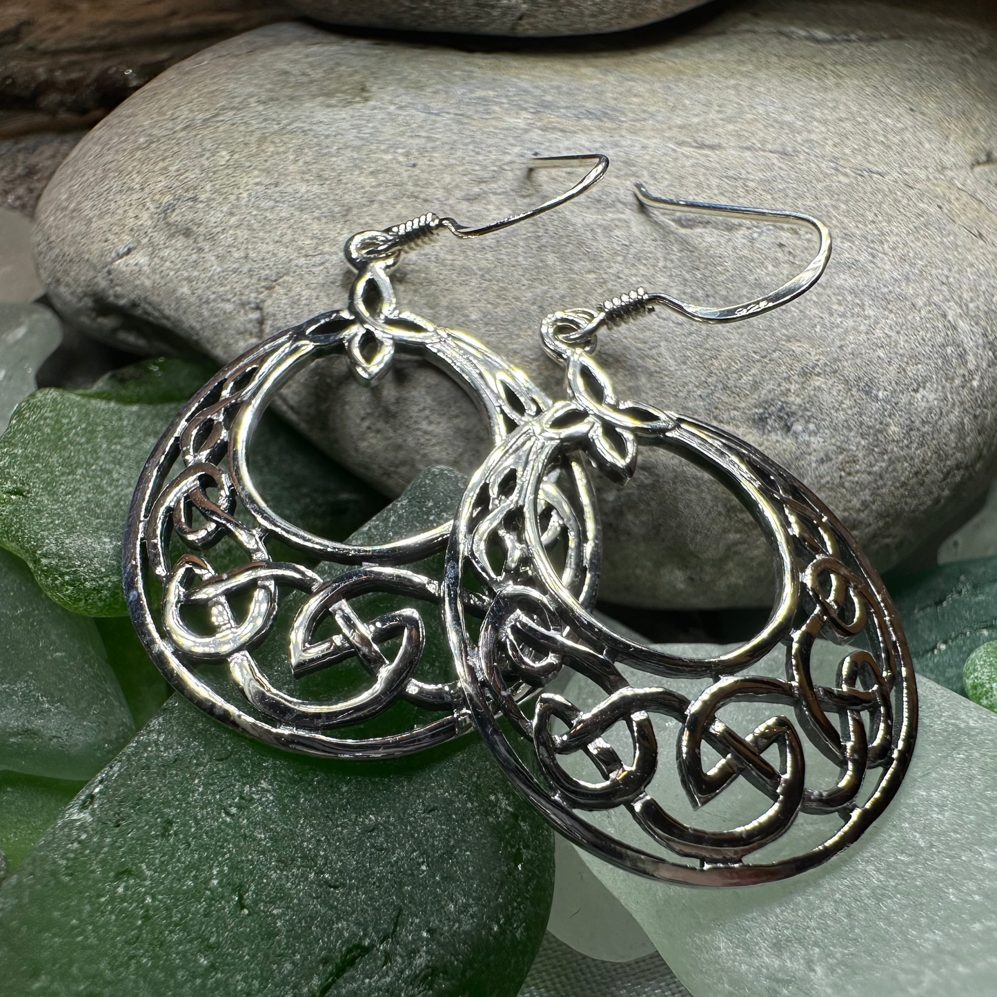 Minerva Celtic Knot Earrings in Sterling Silver — view 7