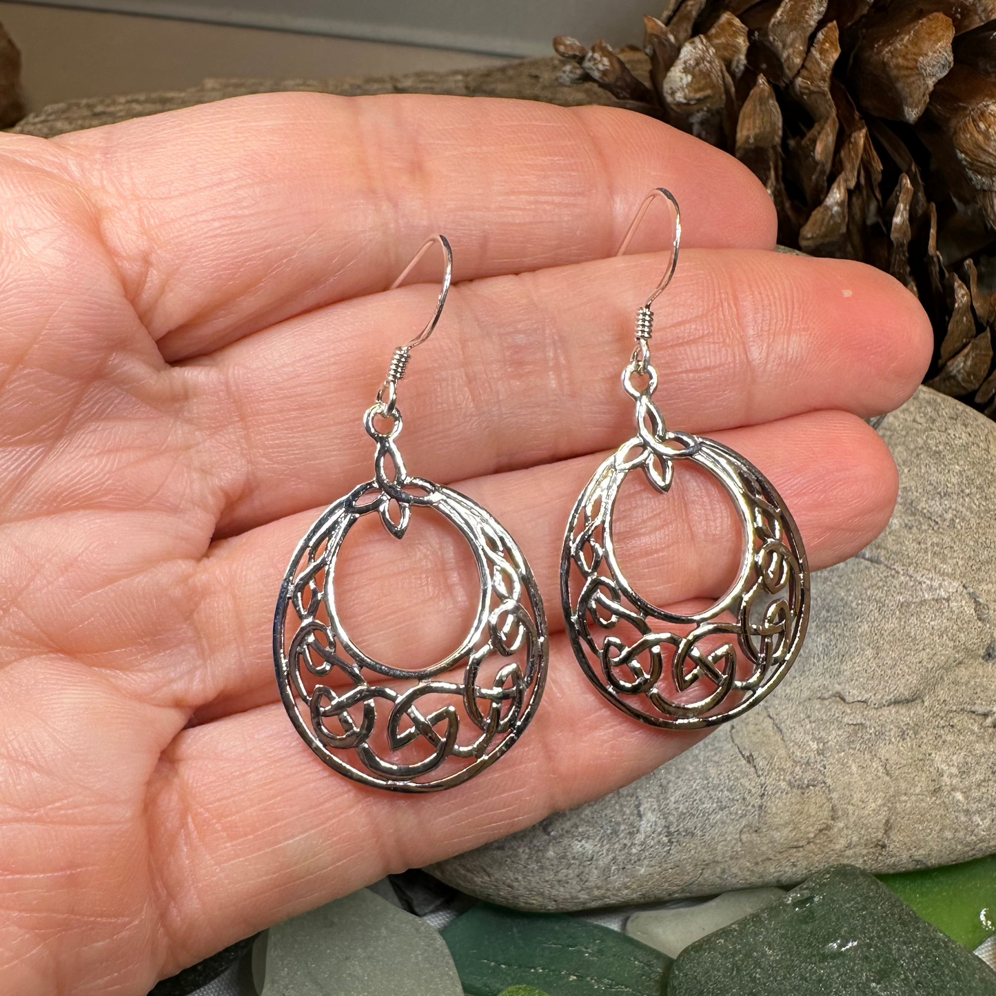 Minerva Celtic Knot Earrings in Sterling Silver — view 5