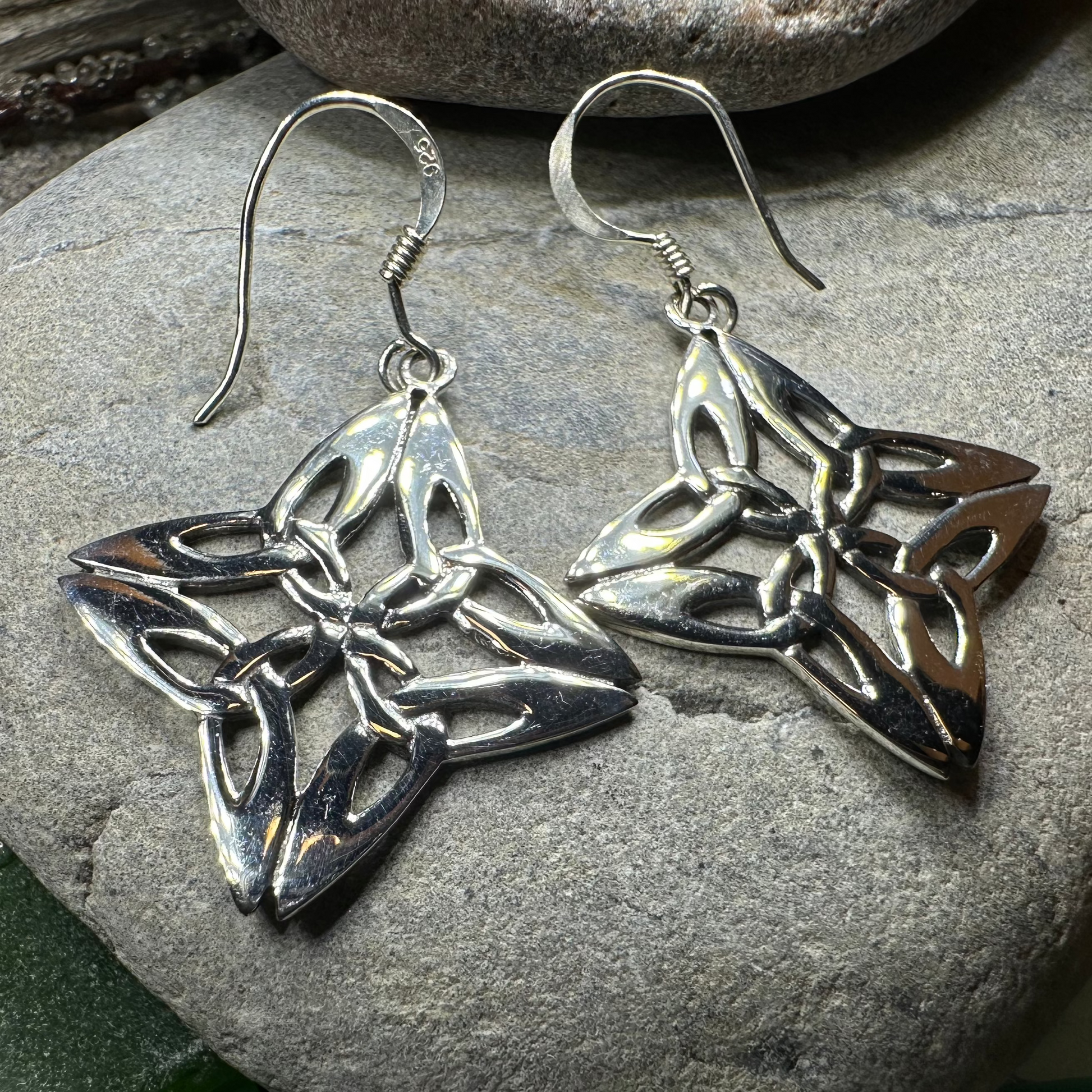Nymah Celtic Trinity Knot Earrings in Sterling Silver — view 6