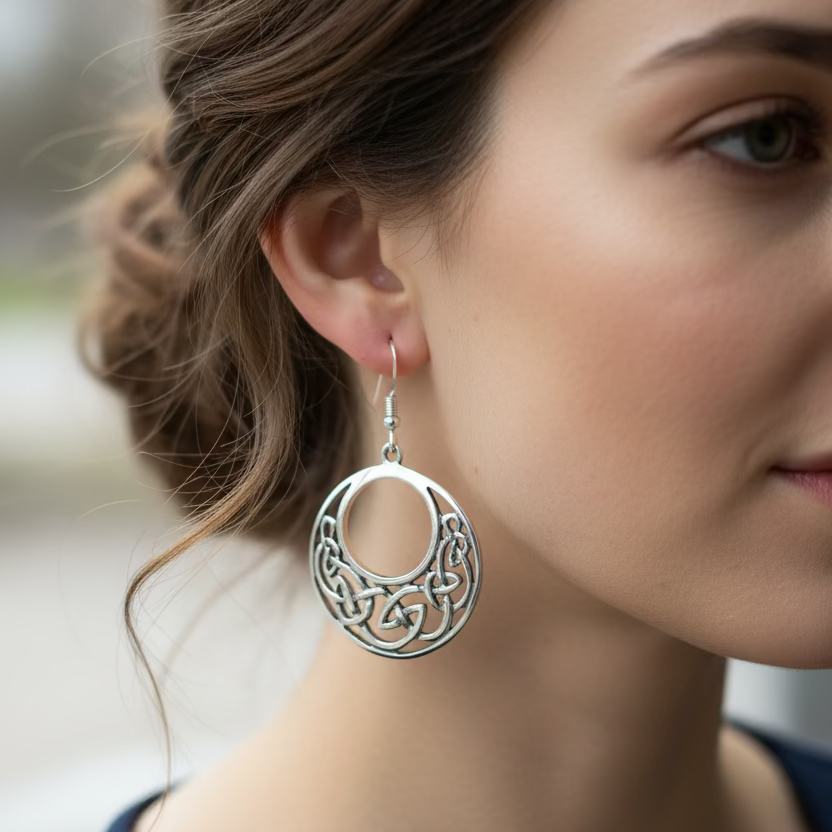 Evanora Celtic Knot Earrings in Sterling Silver — view 2