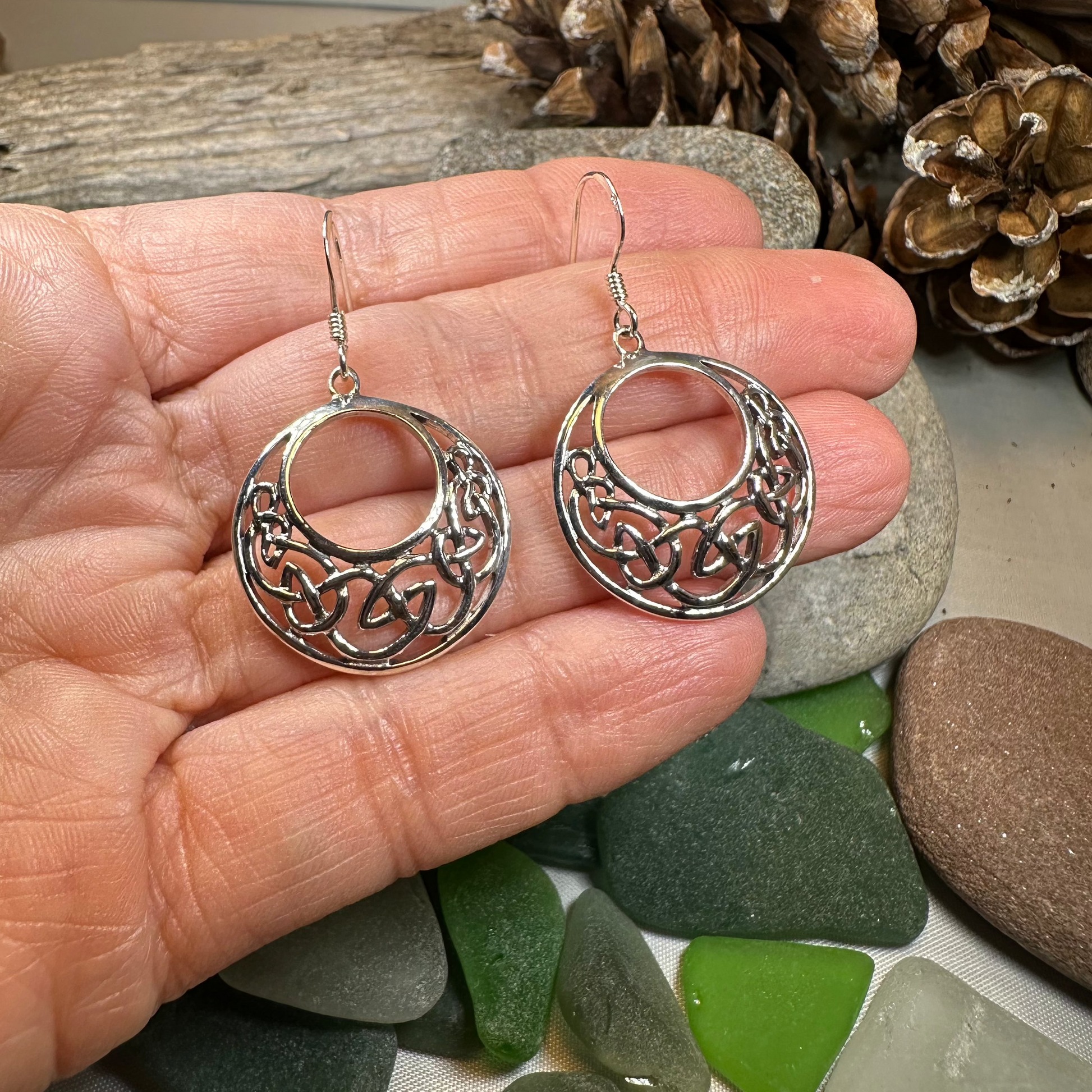 Evanora Celtic Knot Earrings in Sterling Silver — view 5